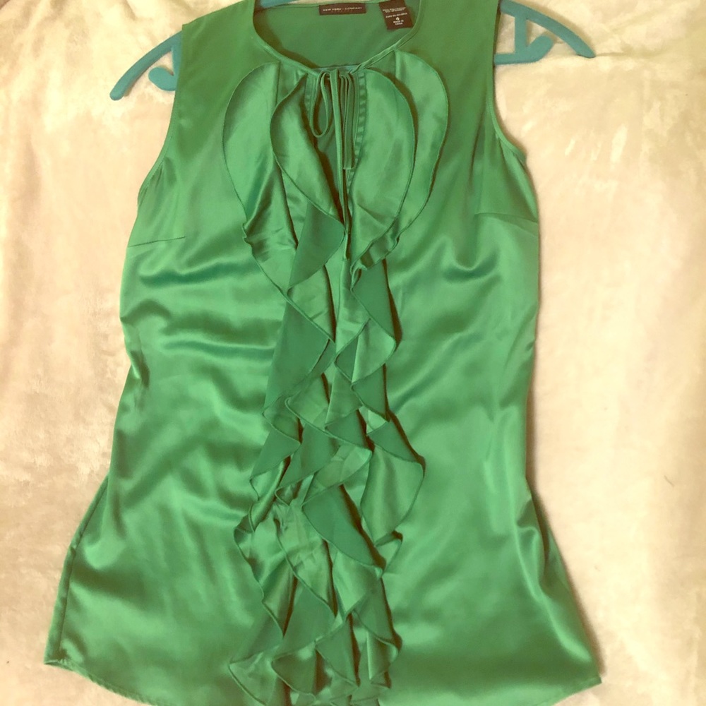 NY & Co. Ruffle Front Sleeveless Dress Shirt